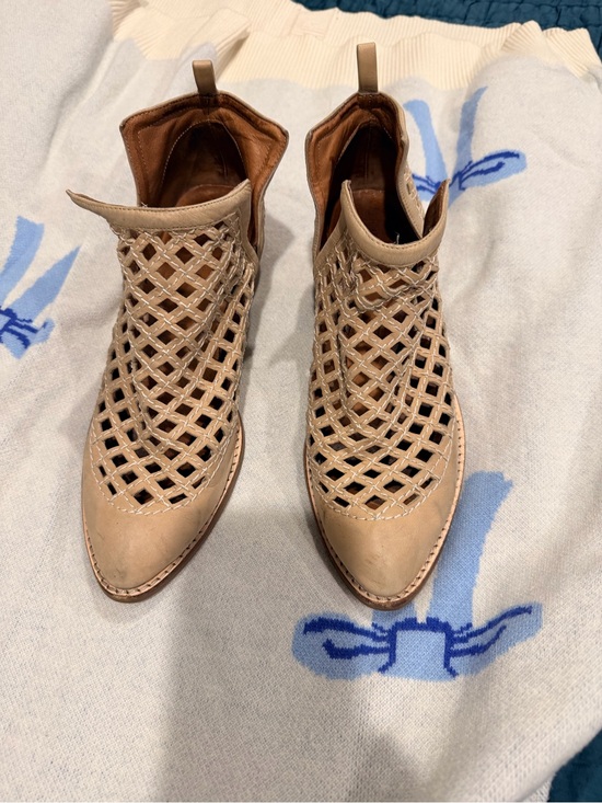 Jeffrey Campbell Accessories - Jeffrey Campbell Beige Lattice Cutout Leather Ankle Boots